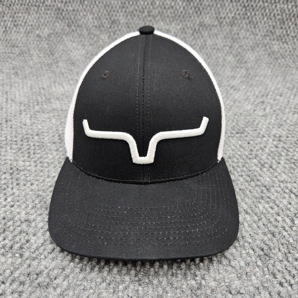 Kimes Ranch Black White Mesh Trucker Snapback Hat Longhorn Logo Western Ball Cap - Picture 2 of 8